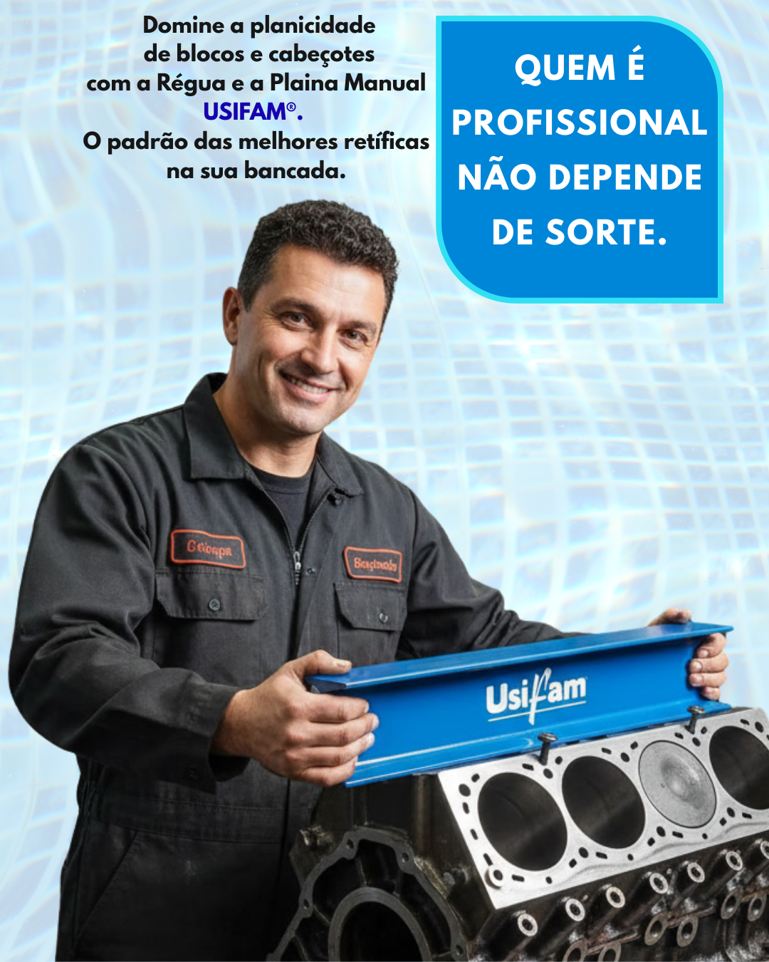 Domine a planicidade de blocos e cabeçotes com a Régua e a Plaina Manual USIFAM. O padrão das melhores retíficas na sua bancada.